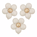 Balon folie flori crem mat 45cm 3 buc Set trei baloane din folie in forma de floare crem mat dimensiune 45 cm.