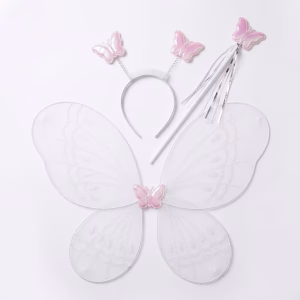 Costum Fluturaș Alb (Alb Pur Irizat) pentru Copii - Set 3 Piese Un costum de fluturas sau ingeras pentru fetite