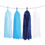 Ghirlanda Franjuri Albastri Tassel Premium 34 cm Ghirlanda decorativa premium cu franjuri in nuante de albastru si alb, ciucuri tip tassel cu lungimea de 34 cm, pentru aranjamente evenimente baieti.