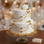 Ghirlanda de Perle 650 cm Aurie pentru Decoratiuni ghirlanda de perle 650 cm aurie decoratiuni tort evenimente elegante metalizat