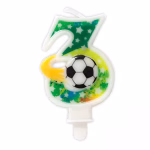 Lumanare Tort Cifra 3 Tematica Fotbal 8.5x4 cm Lumanare aniversara in forma de cifra 3 cu minge de fotbal si suport igienic din plastic