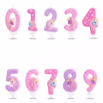 Lumanare Tort Unicorn Cifra 0-9 Inaltime 8.2 cm Lumanari in forma de cifre decorate cu un unicorn magic in nuante pastelate si tija din plastic