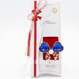Mărțișor Broșă Fundiță Placată cu Aur 24K
