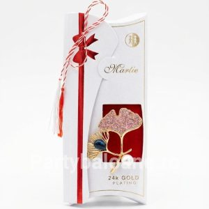 Mărțișor Broșă Placată cu Aur 24K – Model Elegant