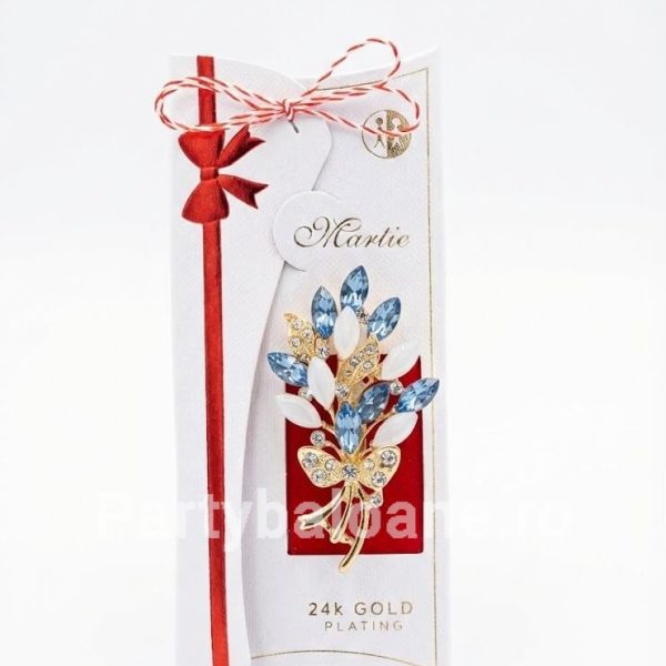 Mărțișor Broșă Ramură Placată cu Aur 24K