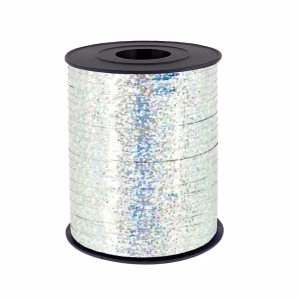 Rola Panglica Rafie pentru Baloane Argintiu cu Sclipici Holografic Rola de panglica tip rafie din plastic pentru legat baloane, culoare argintiu cu sclipici holografic, lungime 225 metri, latime 5 mm.