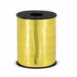 Rola Panglica Rafie pentru Baloane Auriu Lucios Rola de panglica tip rafie din plastic pentru legat baloane, culoare aurie cu finisaj lucios tip oglinda, lungime 225 metri, latime 5 mm.