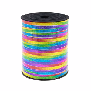 Rola Panglica Rafie pentru Baloane Holografica Multicolora Rola de panglica tip rafie din plastic pentru legat baloane, model holografic multicolor curcubeu, lungime 225 metri, latime 5 mm.