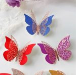 SET 12 FLUTURI DECORATIVI 3D CU ARIPI DUBLE - imagine 2