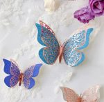 SET 12 FLUTURI DECORATIVI 3D CU ARIPI DUBLE - imagine 3