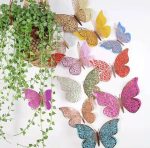 SET 12 FLUTURI DECORATIVI CU ARIPI DUBLE