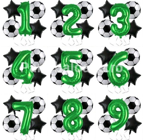 SET 5 BALOANE FOLIE TEMATICA FOTBAL - CIFRELE 1 - 9