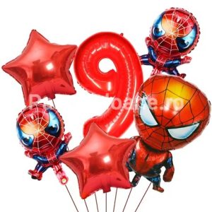SET 6 BALOANE FOLIE SPIDERMAN CU CIFRA 9