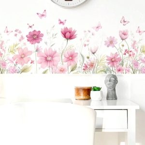 STICKER DECORATIV PENTRU PERETE – FLORI ROZ COD 317