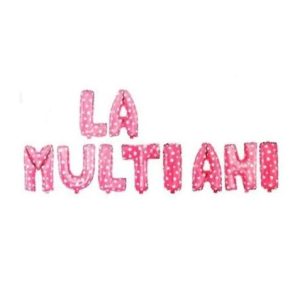 BANNER LA MULTI ANI ROZ CU INIMIOARE ALBE