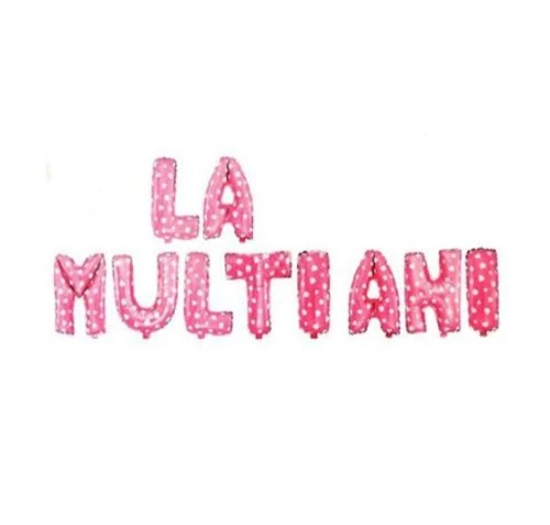 BANNER LA MULTI ANI ROZ CU INIMIOARE ALBE