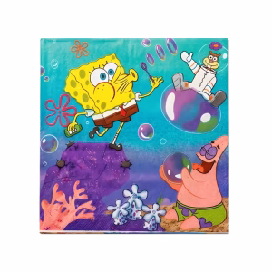 Șervețele Party SpongeBob – Set 20 Bucăți Decor Masă 33x33 cm Un șervețel de masă din hârtie pentru petreceri