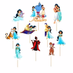 Set 10 Toppere Jasmin si Aladin pentru Decor Tort Premium set 10 toppere jasmin si aladin decoratiuni tort printesa oriental