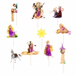 Set 10 Toppere Rapunzel pentru Decor Tort Premium set 10 toppere rapunzel decoratiuni tort printesa premium