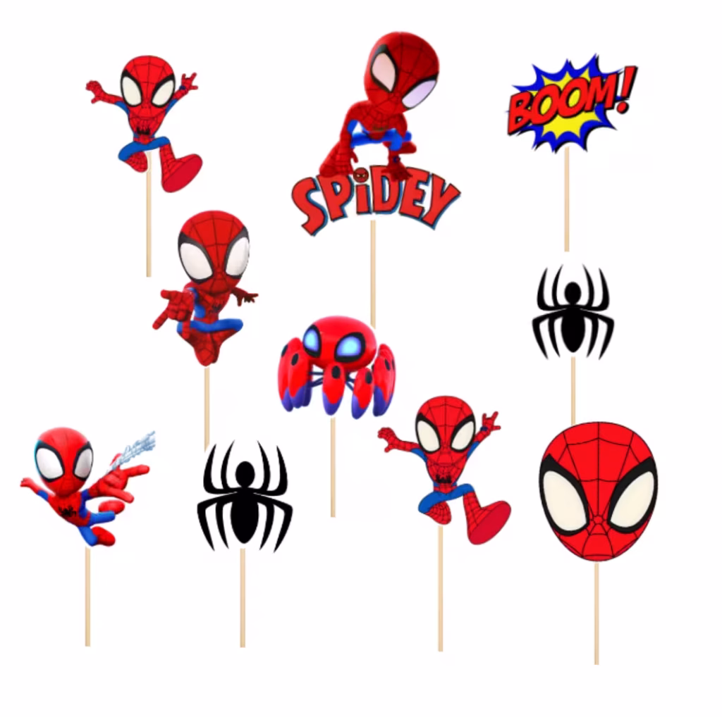 Set 10 Toppere Spiderman Spidey pentru Decor Tort set 10 toppere spiderman decoratiuni tort spidey si prietenii lui