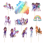 Set 11 Toppere Academia Unicornilor pentru Decor Tort Premium set 11 toppere academia unicornilor decoratiuni tort fete magie