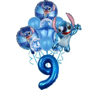 Set 11 baloane folie si latex cu cifra 9 - Stitch