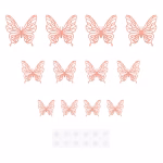 Set 12 Fluturi Decorativi 3D Rose Gold – Carton Plastifiat (Model 16) Set 12 fluturi decorativi 3D de culoare rose gold, model ajurat asemanator dantelei, din carton plastifiat, perfecti pentru aranjamente florale si torturi.