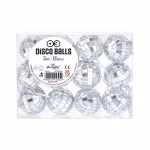 Set 12 Mini Globuri Disco Oglinda Argintie 3 cm Set 12 mini globuri disco cu oglinda argintie, diametru 3 cm, prevazute cu agatatoare pentru decor petreceri si torturi.