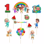 Set 12 Toppere Cocomelon 1 An pentru Decor Tort Premium set 12 toppere cocomelon 1 an decoratiuni tort prima aniversare baieti fete