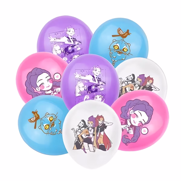 Set 12 baloane latex K-Pop Demon Huntrix 30 cm Buchet festiv format din set 12 baloane latex K-Pop Demon Huntrix 30 cm pentru petrecere tematica adolescenti