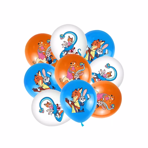 Set 12 baloane latex Zootopia 30 cm Buchet festiv format din set 12 baloane latex Zootopia 30 cm pentru petrecere tematica copii si animatie