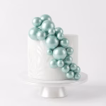 Set 20 Toppere Tort Bile Albastru Deschis Perlat Mix 4 Dimensiuni set 20 toppere tort bile albastru deschis decoratiuni petrecere botez baiat volumetrice perle bleu