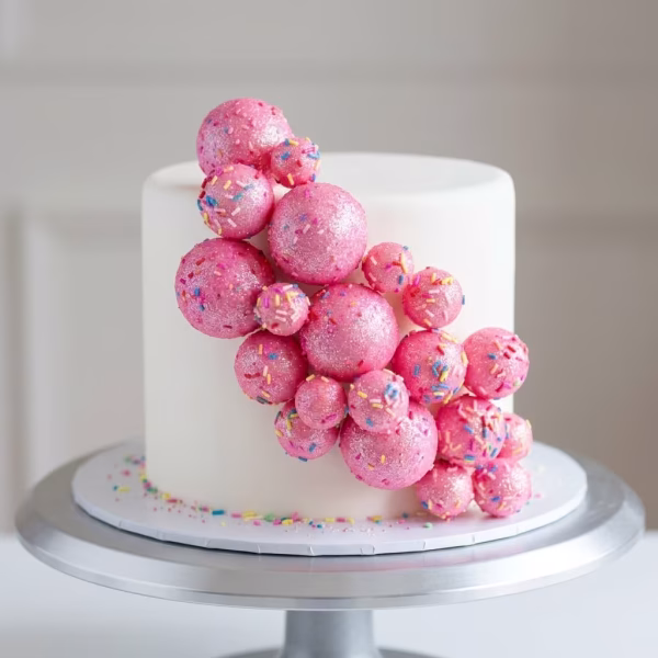 Set 20 Toppere Tort Bile Roz Glitter cu Sprinkles Mix 4 Dimensiuni set 20 toppere tort bile roz glitter sprinkles decoratiuni petrecere fete volumetrice