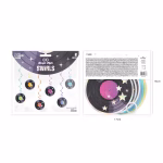 Set 6 Spirale Decorative Retro Disco cu Discuri 85 cm Set de 6 spirale decorative suspendate, colorate, prevazute cu decupaje din carton in forma de discuri de vinil retro, lungime 85 cm.