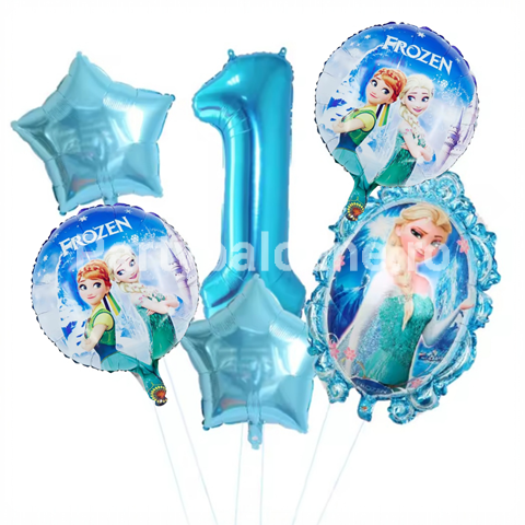 Set 6 baloane folie Frozen cu cifra 1