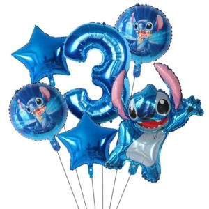 Set 6 baloane folie cu cifra 3 - Stitch