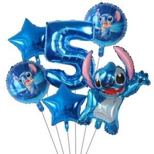 Set 6 baloane folie cu cifra 5 - Stitch