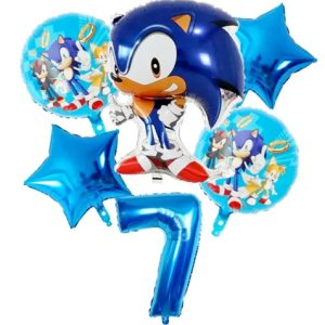 Set 6 baloane folie cu cifra 7 - Sonic