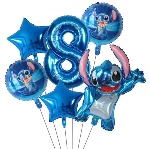 Set 6 baloane folie cu cifra 8 - Stitch