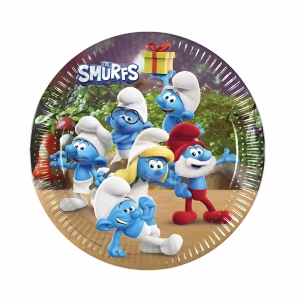Set 8 Farfurii Carton Strumfi