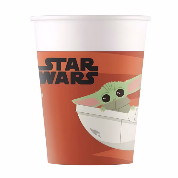 Set 8 Pahare Carton Mandalorian Star Wars Grogu 200 ml Un pahar din carton pentru petreceri copii