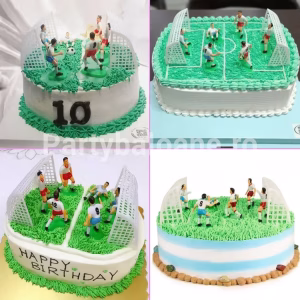 Set 9 Toppere Tort 3D Fotbal cu Porti si Jucatori Plastic set 9 toppere tort 3d fotbal jucatori porti plastic decoratiuni petrecere baieti sport