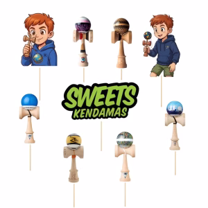 Set 9 Toppere Tort Kendama Carton set 9 toppere tort briose kendama jucarii baieti carton decoratiuni petrecere sweets