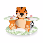 Suport pentru Tort si Briose Animale Fata-Verso Tigru si Panda 30x44cm Suport din carton pentru prajituri si briose, tematica animale jungle safari, design ingenios fata-verso cu tigru si panda, dimensiuni 30x44 cm.