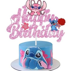 Topper Tort Happy Birthday Stitch și Angela Roz
