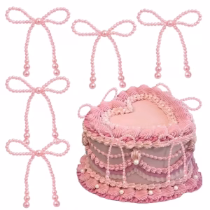 Topper Tort Fundita din Perle Roz Stil Coquette Vintage 11 cm topper tort fundita perle roz decoratiuni petrecere fete coquette vintage lambeth inima