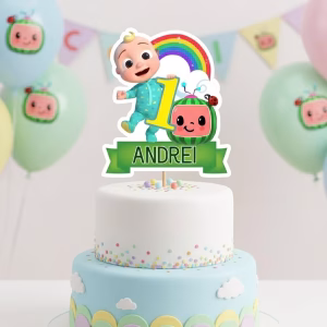 Topper Tort Personalizat Cocomelon pentru Decor Premium topper tort personalizat cocomelon decoratiuni petrecere copii bebe jj