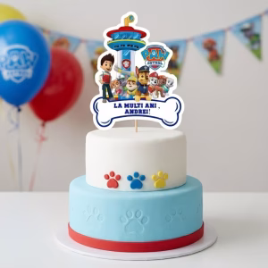 Topper Tort Personalizat Patrula Catelusilor pentru Decor Premium topper tort personalizat patrula catelusilor decoratiuni petrecere copii paw patrol