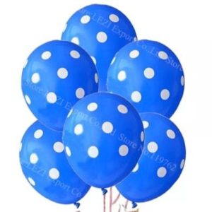 SET 10 BALOANE ALBASTRU CU BULINE ALBE 30 CM