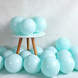 SET BALOANE LATEX MACARONS TURCUAZ 26 CM Baloane albastre pe un fundal alb